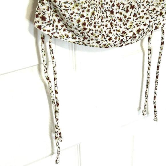 Popular 21 Womens Flower Pattern Top Sx. M, Drawstring Waist Crop #B1607 - Picture 11 of 12